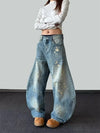 Women Heritage Blue Paint Paint Wide Denim