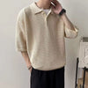 Heritage Mesh-Flow Block-Color Color Knitted Placket-Neck T-Shirt