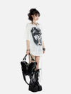 Digital-Age Obsidian Warm-Season Letter Print Laid-Back T-Shirt