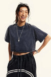 Women's Sun-Bleached Stitching Crop Top