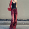 Wine Red Classic European Style Denim
