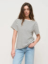 Line-Pattern Heat-Wave Short Sleeve Knitted T-Shirt