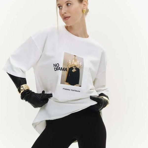 Sharp-Cut European Chilled Bright-Days Print T-Shirt alternatif görünüm