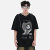 Digital-Age Oversized Print Patterned Ribbon T-Shirt