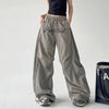 Gray Ripstop Letter Embroidery Street Pants