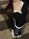 Buttoned Layered Long-Sleeve T-Shirt