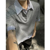 Men's Block-Style Slim Fit Multi-Stripe Placket-Neck T-Shirt
