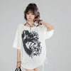 Digital-Age Obsidian Warm-Season Letter Print Laid-Back T-Shirt