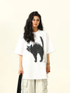 Nostalgia All-American Feline Cartoon Print T-Shirt