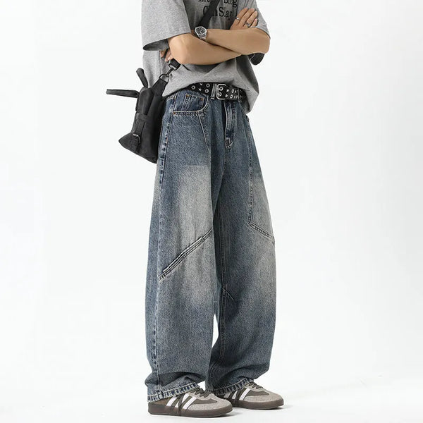 Metro Sleek Relaxed Fit Bell Leg Mosaic Denim alternatif görünüm
