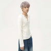 V-Neck Knit Button Long Sleeve Tee