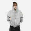 Model wearing the gray Casual Drawstring Hoodie