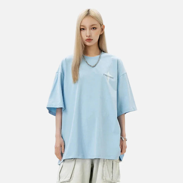 New-Millennium Relaxed-Cut Freedom Hip Hop Print T-Shirt
