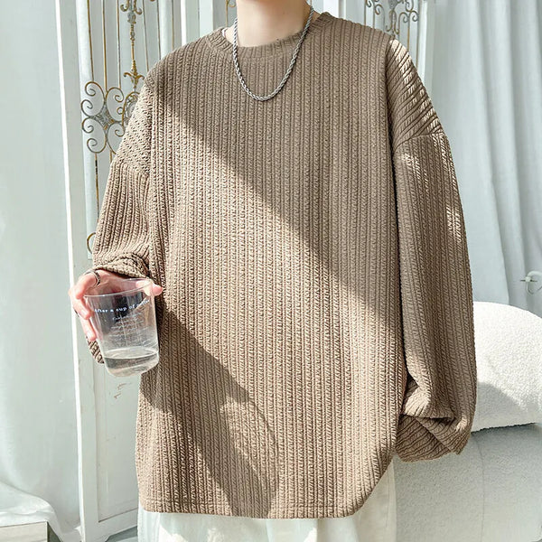 Drop-Shoulder Pink Long Sleeved Off-Duty T-Shirt alternatif görünüm