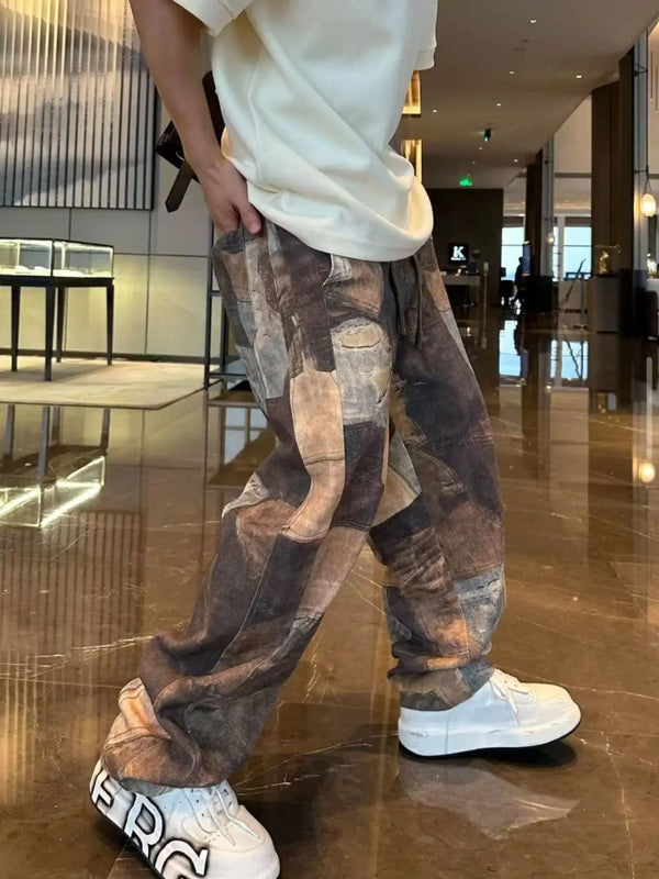 Color Block Tapered Retro Trousers alternatif görünüm