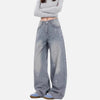Stitched Bow Relaxed Bell Leg Denim