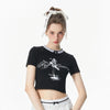 Time-Worn Freedom-State Letter Print Midriff T-Shirt