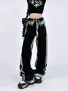 2000s High-Rise Contrast Color Bell Leg Denim