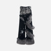 Luxury Double Waisted Fur Mosaic Torn Denim