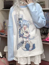Detachable Sleeve Kawaii Feline Print T-Shirt