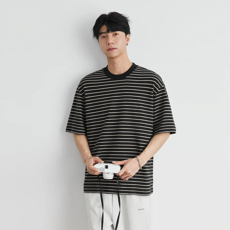 Millennium Men's Iced Comfortable Multi-Stripe Short Sleeve T-Shirt