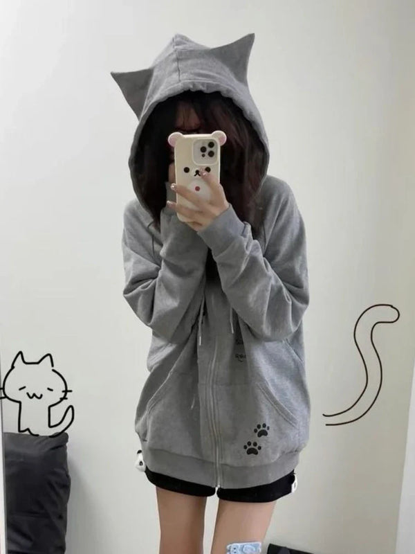 2000s Kitty Paw Print Sweatshirt alternatif görünüm