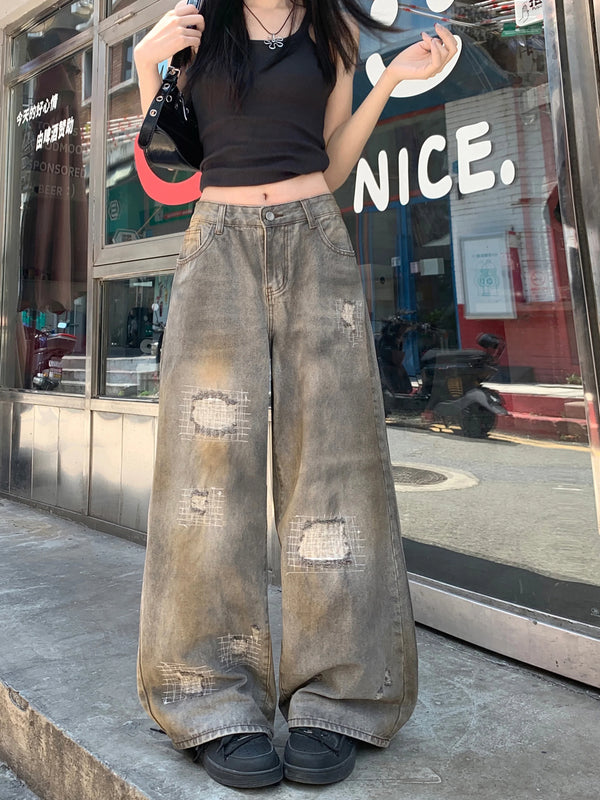 Western Style Aesthetic Torn Denim alternatif görünüm