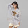 Toon Stripe Lapel Relaxed Womens Top