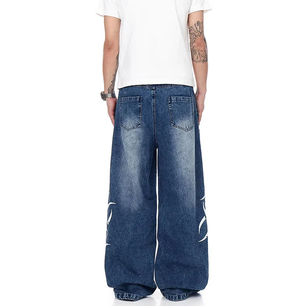 summer Breathable High-Rise Bell Leg Printed Denim alternatif görünüm