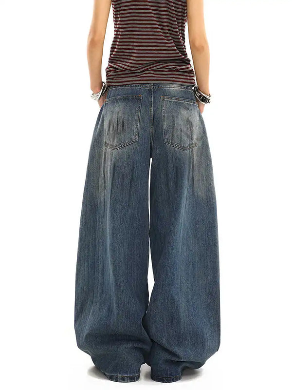 Heritage Oversized Style Blue Boyfriend Denim alternatif görünüm