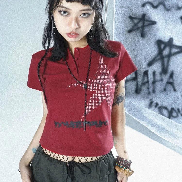Circa-2000 E-Girl Cropped Print T-Shirt