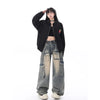 Women Cute Modern High-Rise Bell Leg Blue Denim