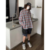 Refined Plaid Drape Long Sleeve Shirt