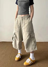 2000s 90s Style Oversized Utility Denim Shorts
