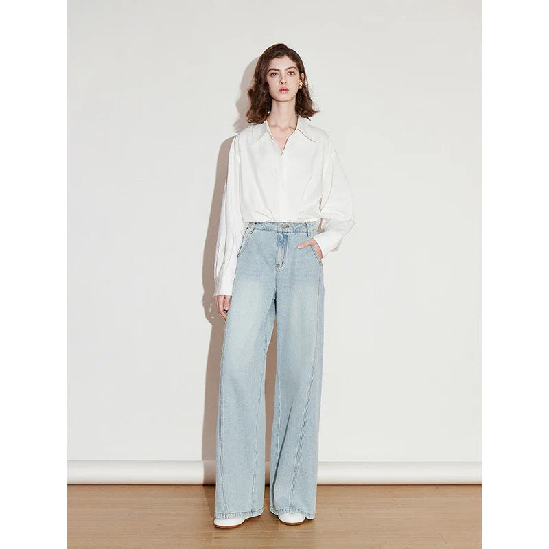 Chic Mid Waist Stonewashed Denim