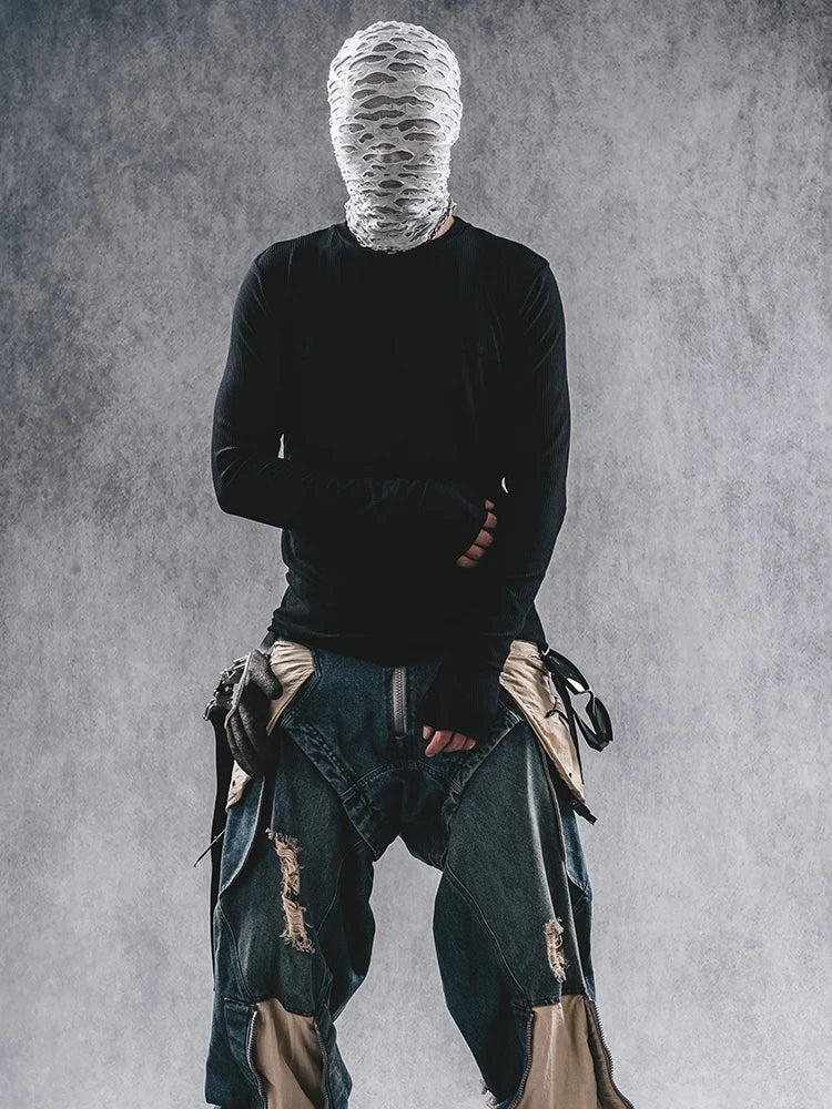 Gotik Baskılı Uzun Kollu Tişört, önden görünüm — Navra Wear