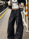 Women Rinse Black Relaxed Utility Denim
