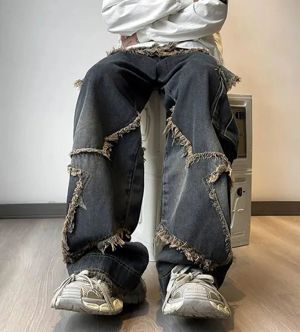 Fringe Faded Heritage Style High-Waisted Denim