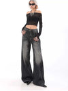 Heritage Rinse Black Faded High-Rise Denim