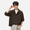 Brushed Flannel Retro Camp Collar Shirt