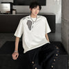 Spliced Hollow Out Short Sleeve T-Shirt