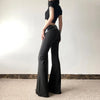 Solid High-Rise Leather Flare