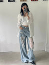 Women Classic Chic Tie Relaxed Denim