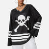 Mesh-Flow Mesh Stamped V-Neck Long Sleeve T-Shirt