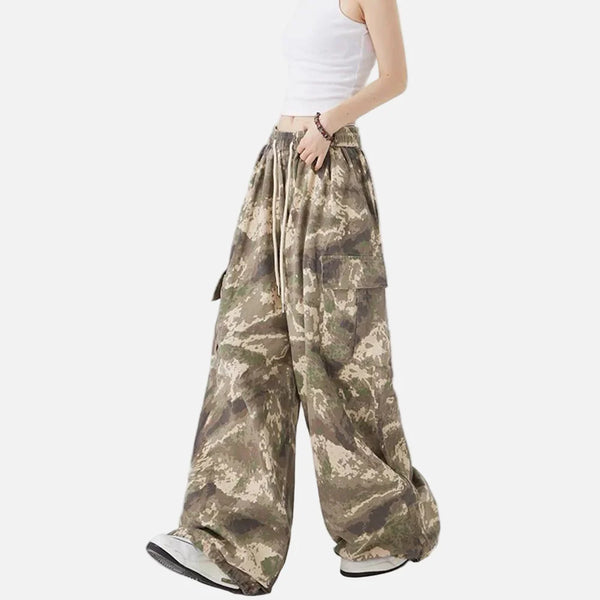 2000s Woodland Casual Wide Leg Street Pants alternatif görünüm