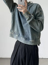 2000s Washed Buckle Collar Moto Denim Jacket