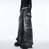Mosaic Irregular Strap Bell Leg Relaxed Denim
