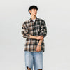 Dual-Tone Plaid Cotton Long Street Top