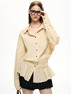 Saffron Stripe Pleated Patchwork Shirt