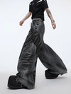 2000s Heritage Black Cyber PU Leather Denim